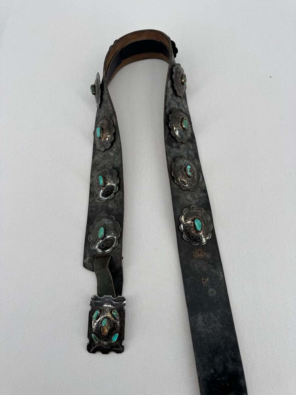 Vintage Native American Turquoise Concho Belt